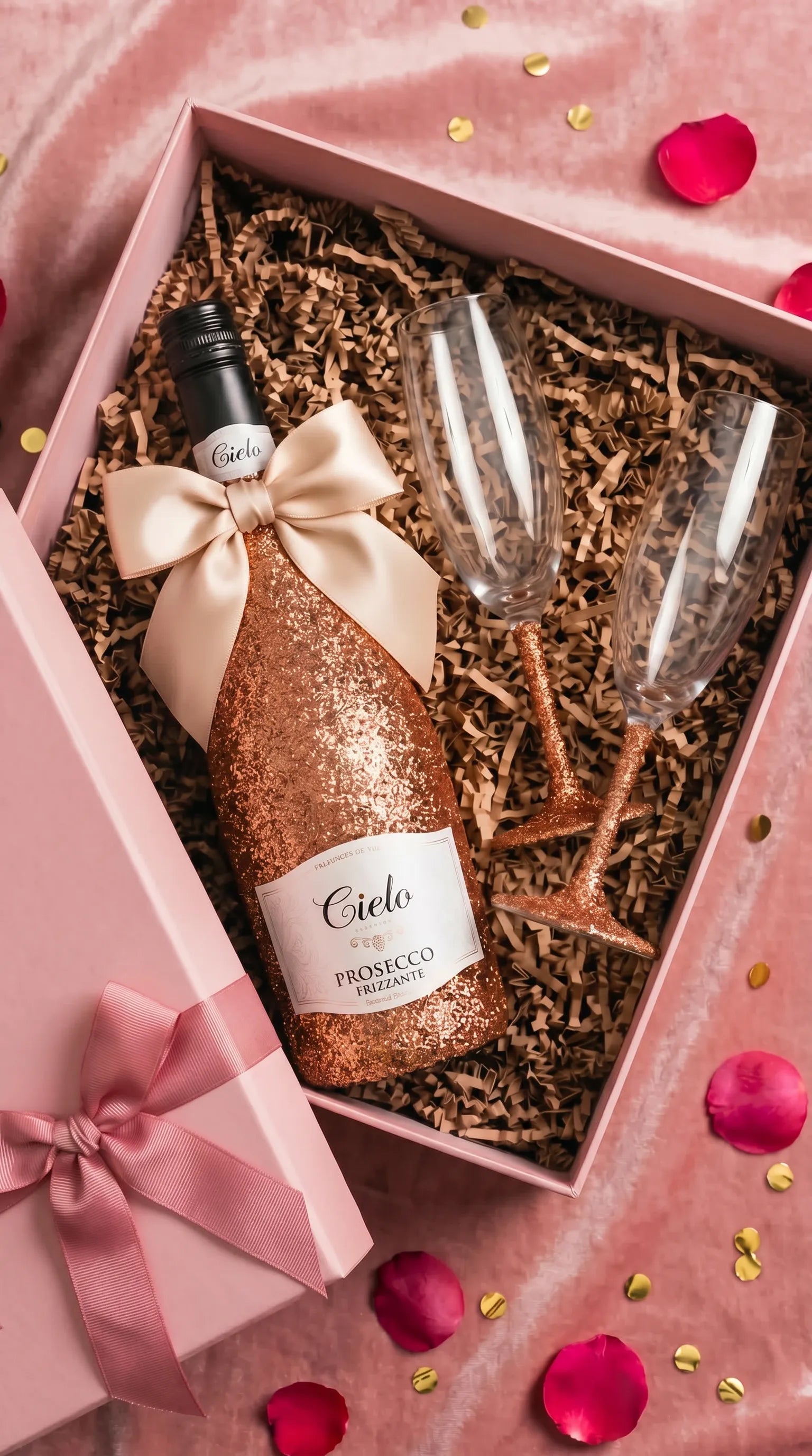 Luxusní dárkové sady prosecca se zdobenými skleničkami