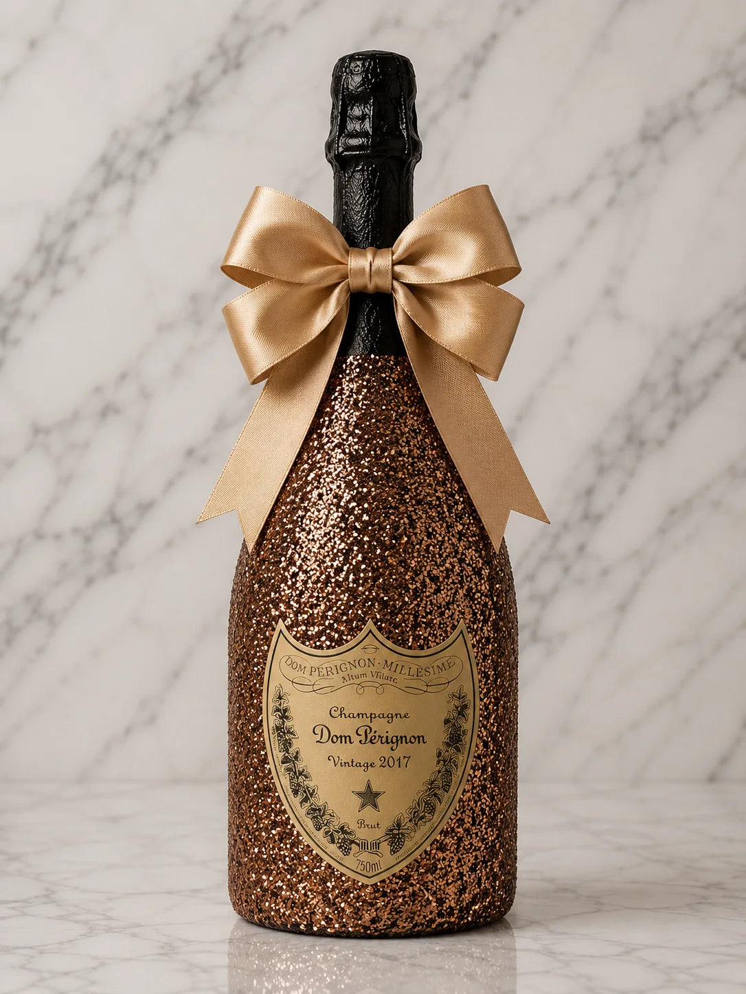 Dom Pérignon Vintage 2017 – Luxusní dárková třpytivá lahev v hnědých třpytkách