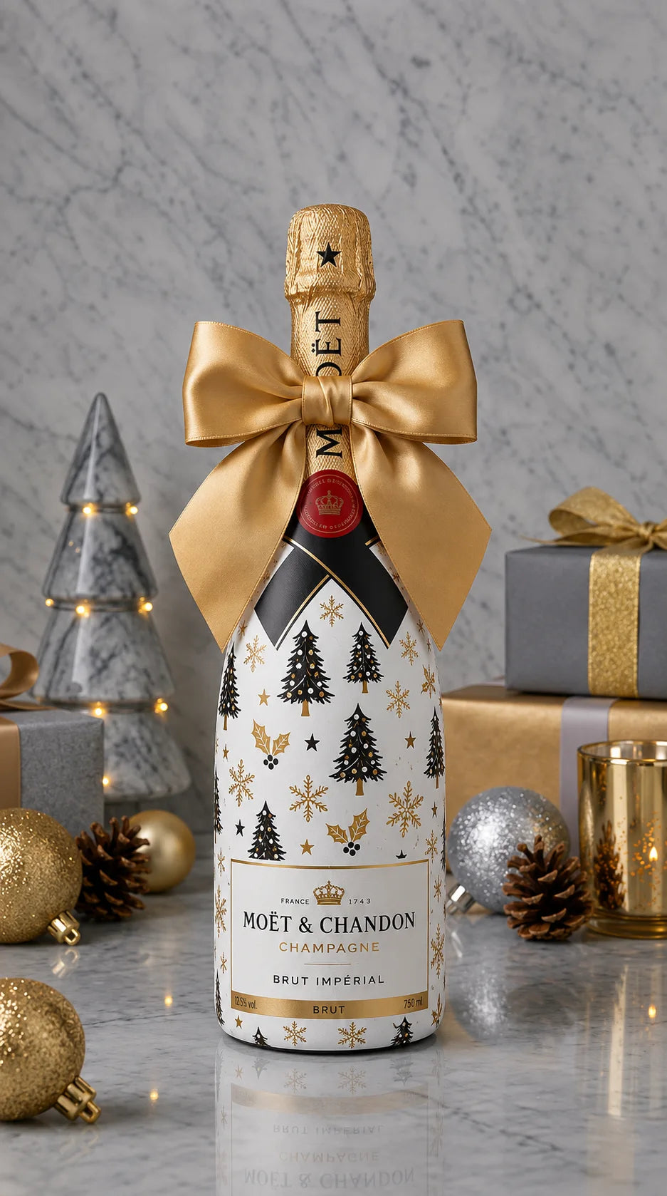 Moët & Chandon Brut Impérial – Vánoční zdobená lahev Černý stromeček