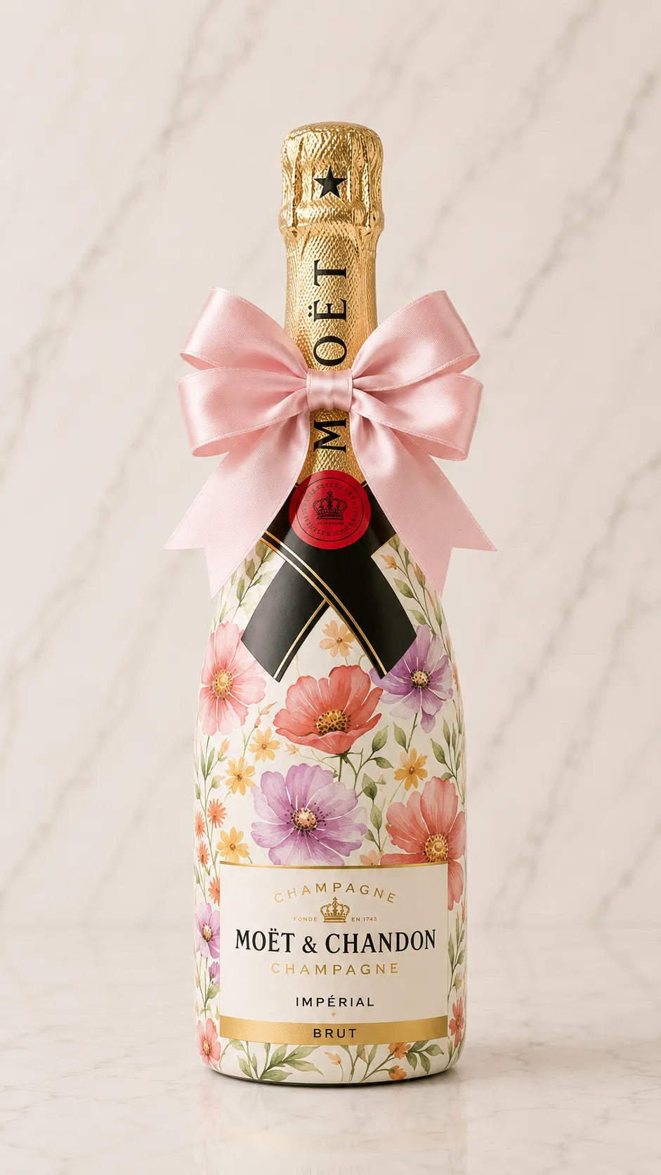 Moët & Chandon Brut Impérial – zdobená lahev v dekoru květů vlčího máku