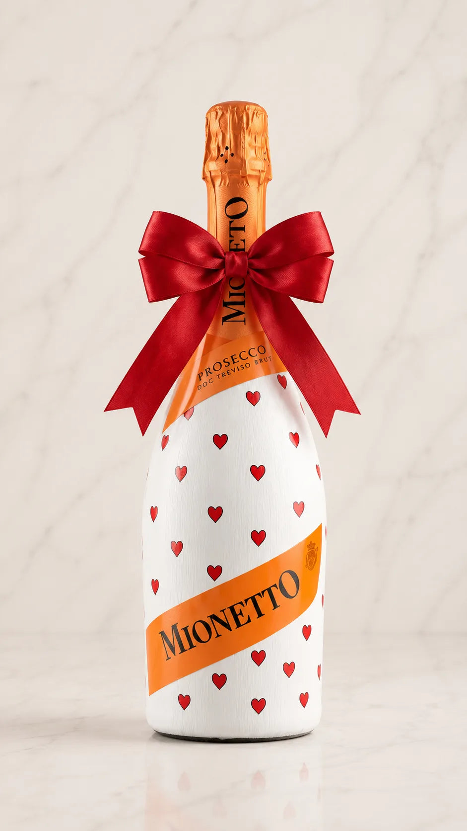 Mionetto Prosecco Prestige DOC Brut – Dárková zdobená lahev srdíčky | DressBottle