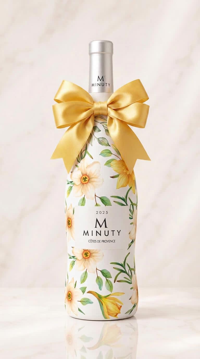 Minuty M Rosé – zdobená lahev v dekoru Narcis