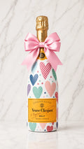 Veuve Clicquot Brut – Dárková zdobená lahev barevná srdce | DressBottle