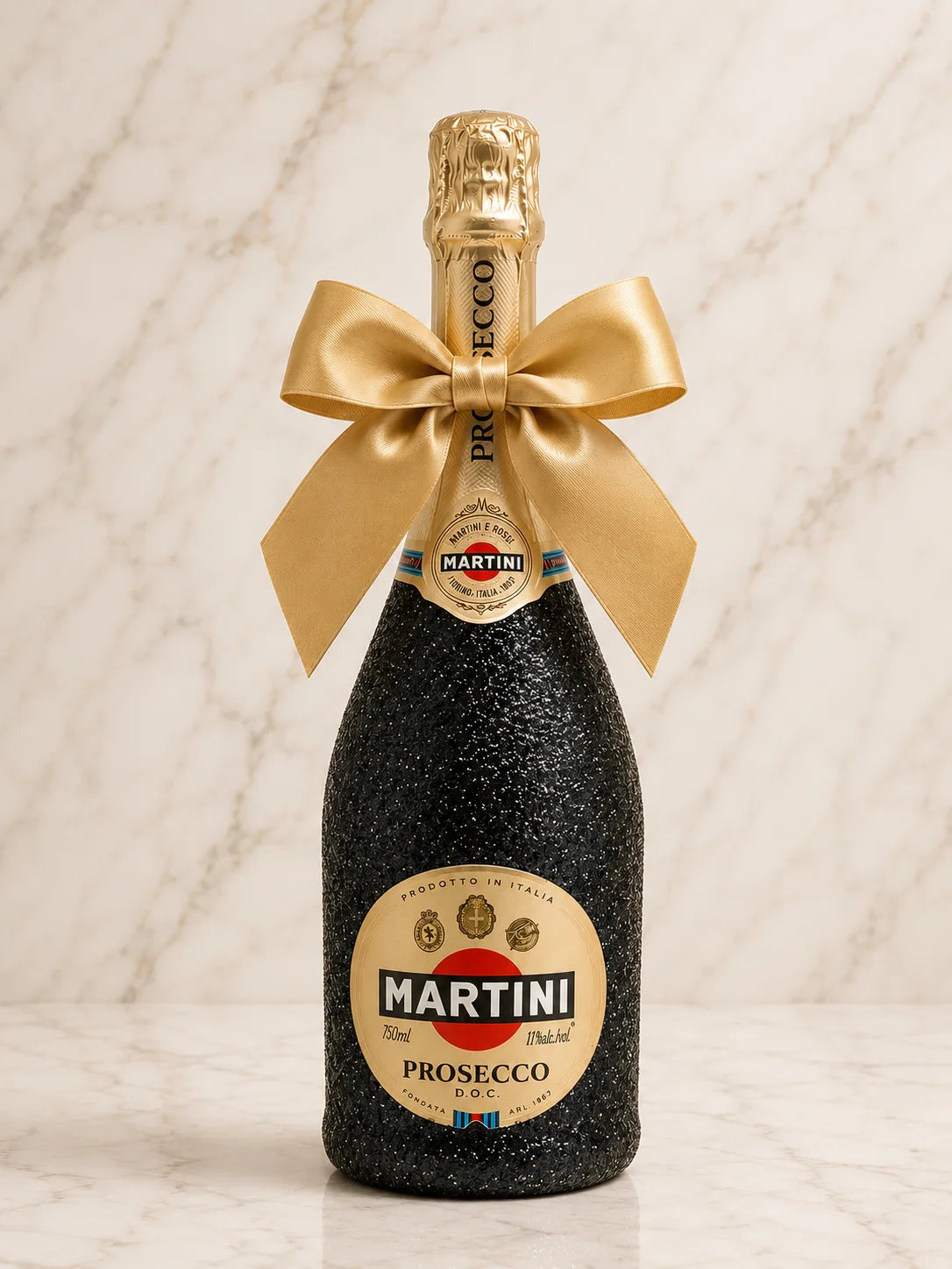 Martini Prosecco - Dárková lahev v černých třpytkách | DressBottle