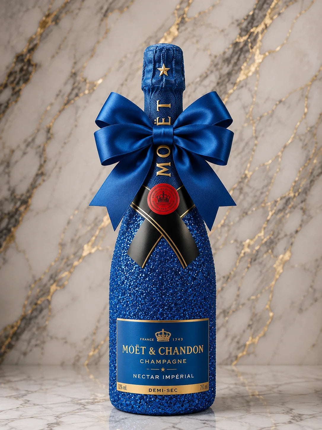 Moët & Chandon Nectar Impérial – Modrá dárková zdobená lahev | DressBottle