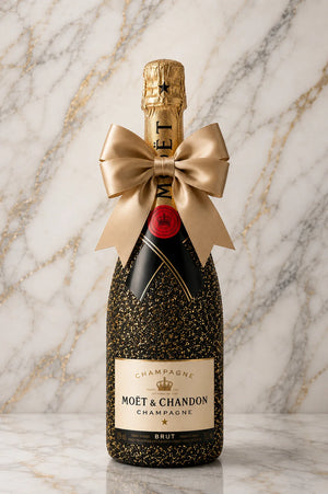 Moët & Chandon Brut – Černo-zlatá dárková zdobená lahev