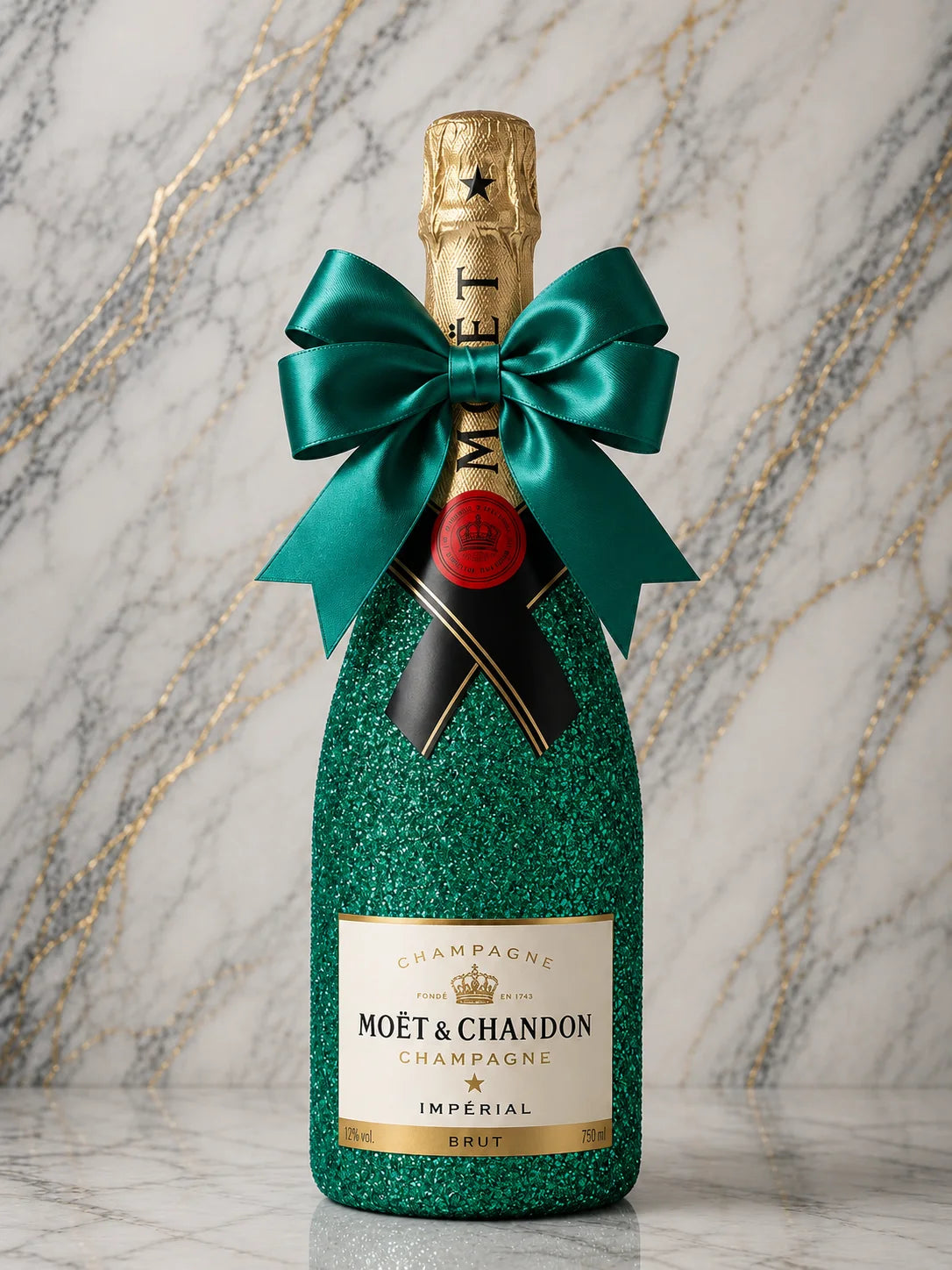 Moët & Chandon Brut – Smaragdová třpytivá dárková lahev