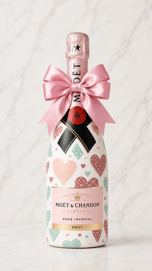 Moët & Chandon Rosé – Dárková zdobená lahev barevná srdce