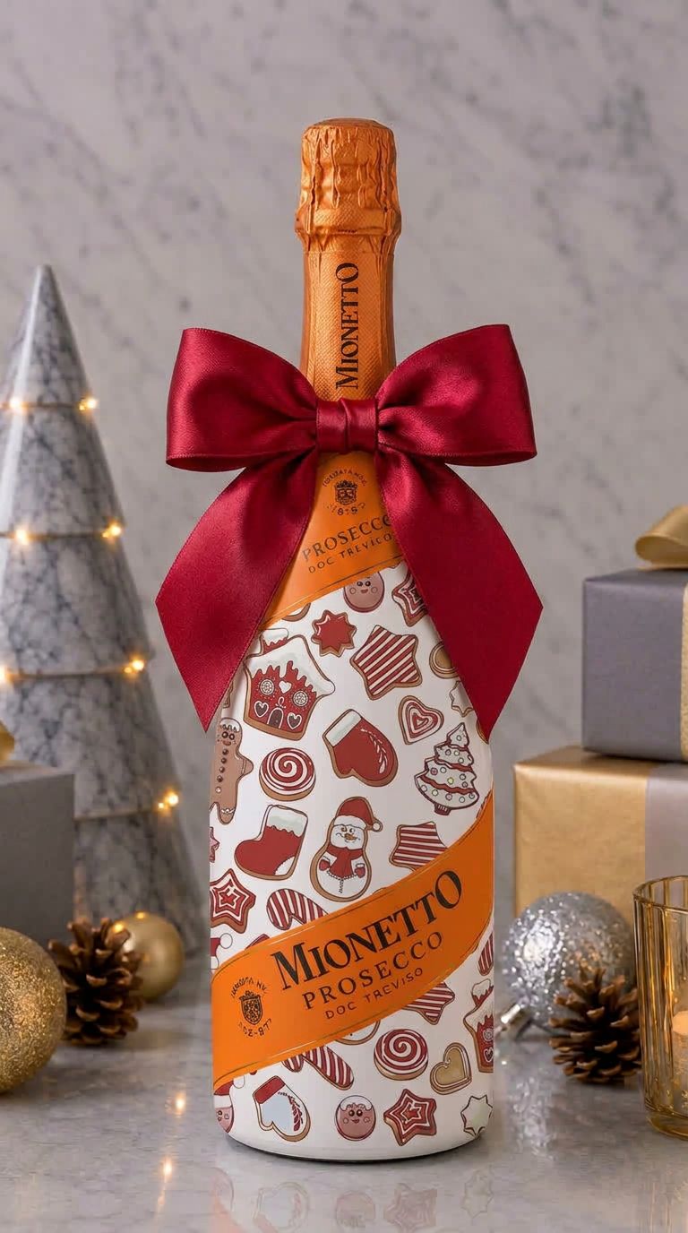 Mionetto Prosecco Brut – Vánoční zdobená lahev Perníčky