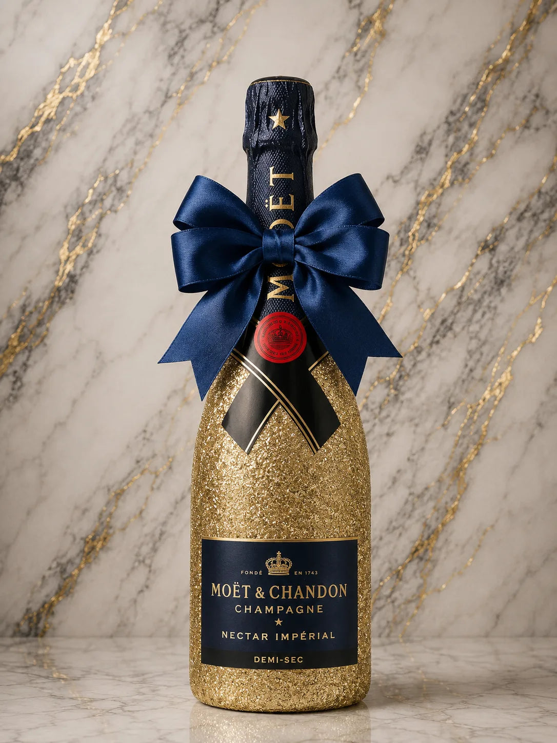 Moët & Chandon Nectar Impérial – Zlatá dárková zdobená lahev | DressBottle