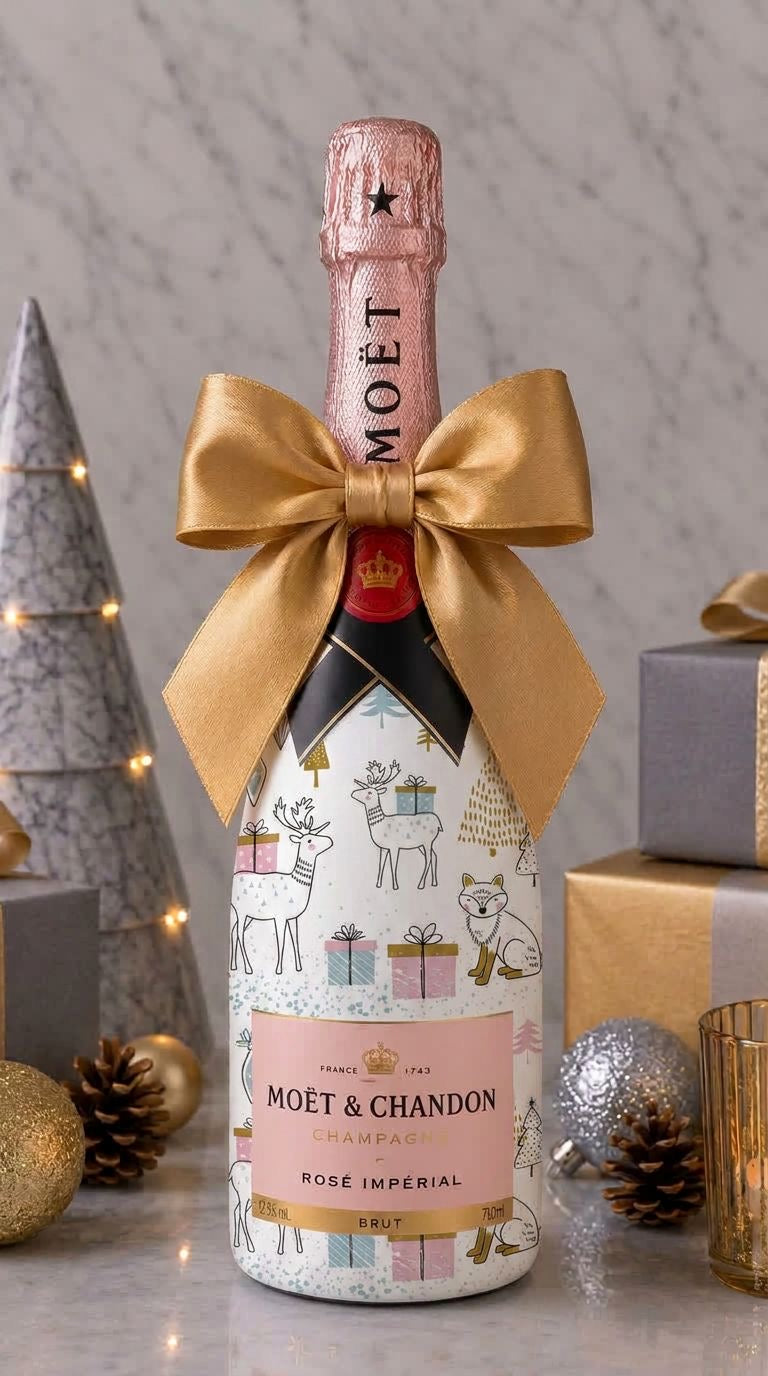 Moët & Chandon Rosé Impérial – Vánoční zdobená lahev Zvířátka