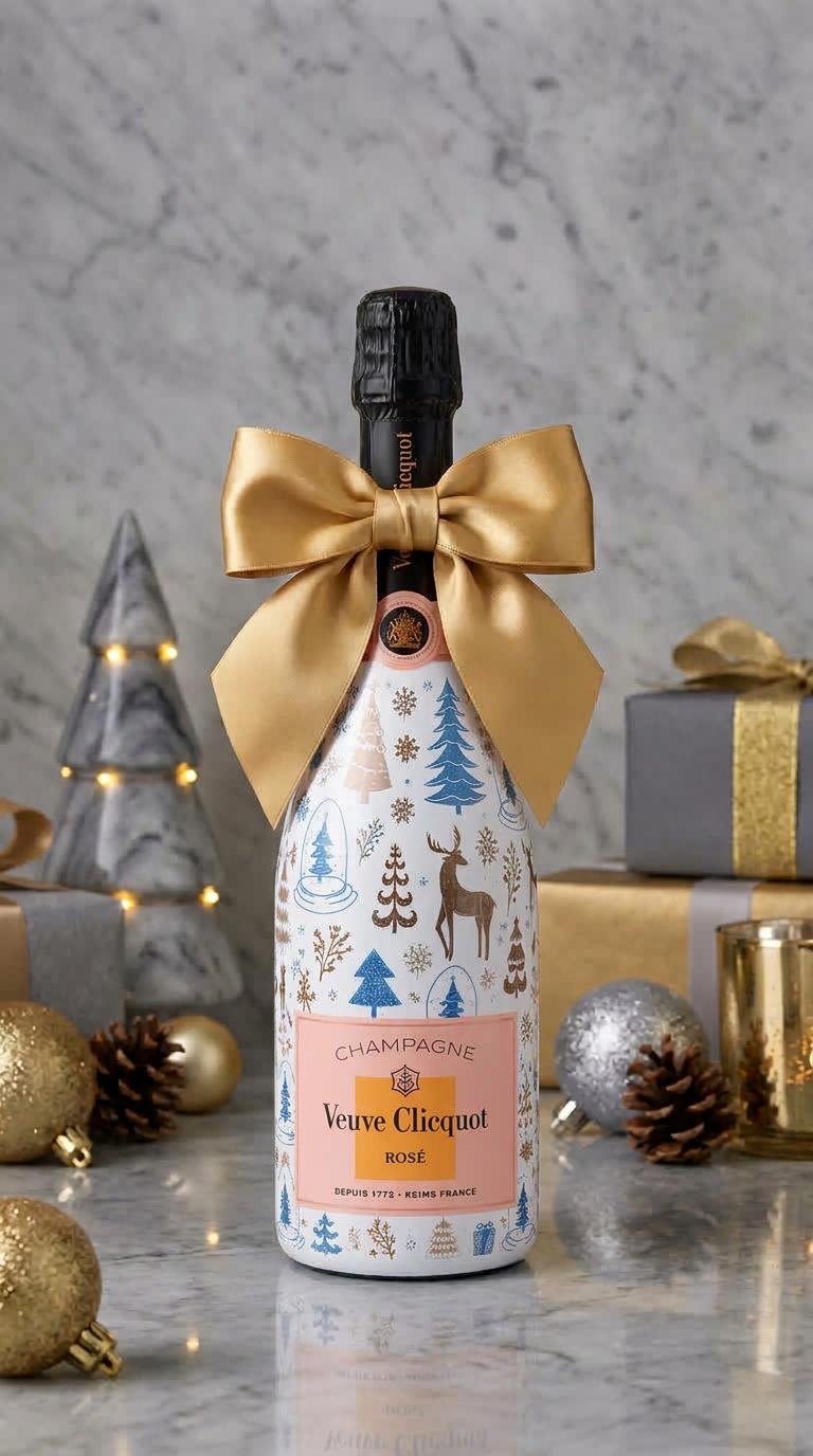 Veuve Clicquot Rosé – Vánoční zdobená lahev Les