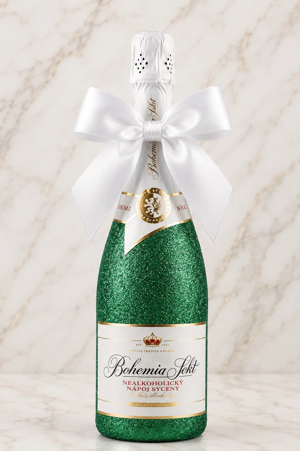 Bohemia Sekt Nealko – Smaragdová dárková zdobená lahev