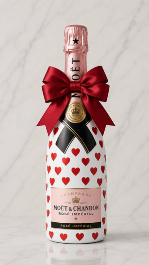 Moët & Chandon Rosé – Dárková zdobená lahev se srdíčky