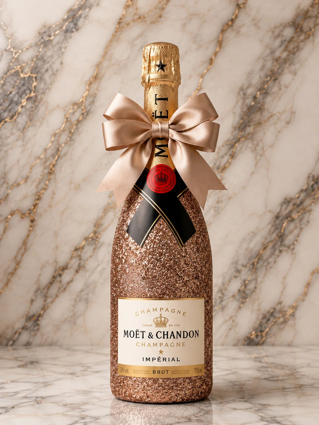 Moët & Chandon Brut – Hnědá dárková zdobená lahev | DressBottle