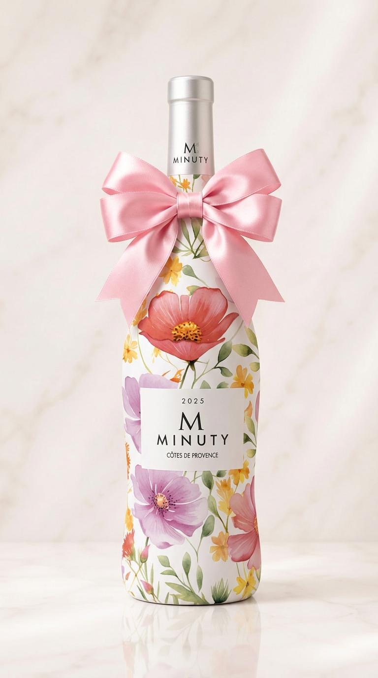 Minuty M Rosé – zdobená lahev v dekoru Květů vlčího máku