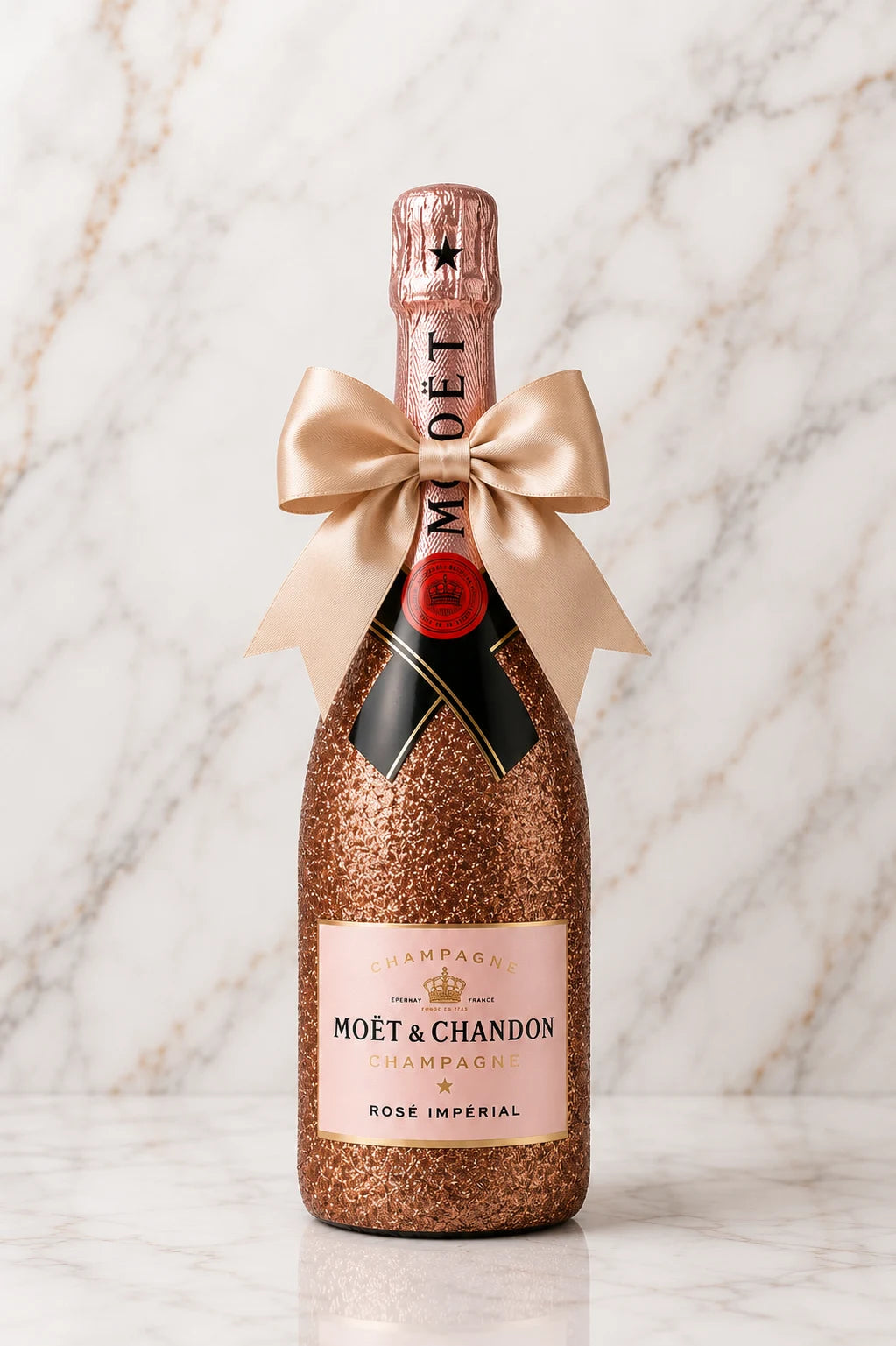 Moët & Chandon Rosé – Hnědá dárková zdobená lahev | DressBottle