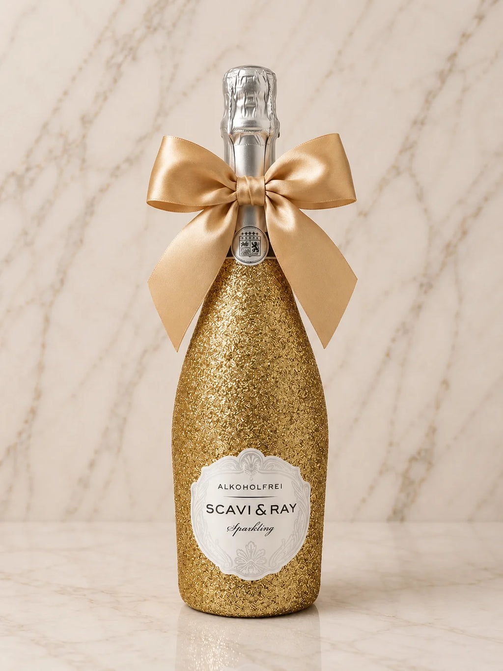 SCAVI&RAY Spumante Alcohol Free – Zlatá třpytivá dárková lahev | DressBottle