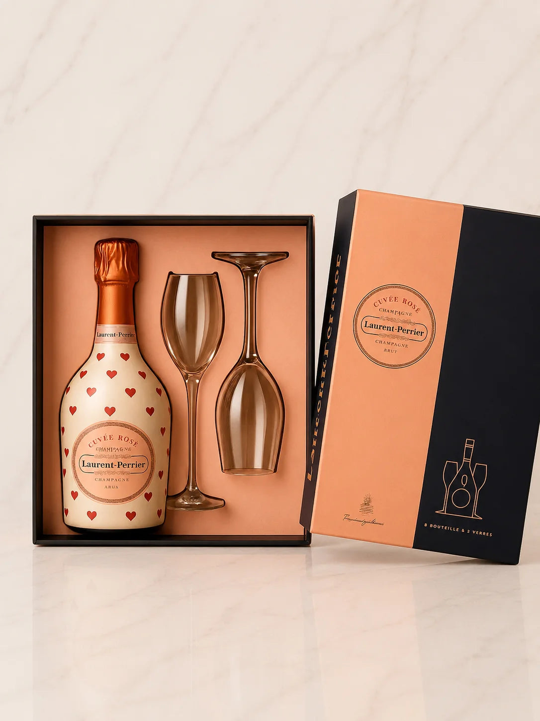 Laurent-Perrier Cuvée Rosé – Dárkový set se srdíčky | DressBottle