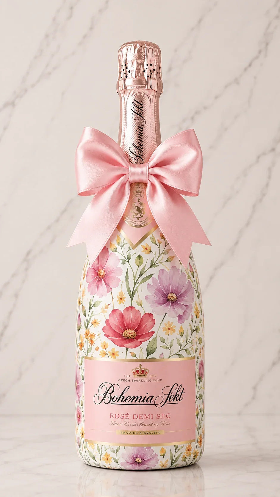 Bohemia Sekt Demi Rosé – zdobená lahev v dekoru Květů vlčího máku