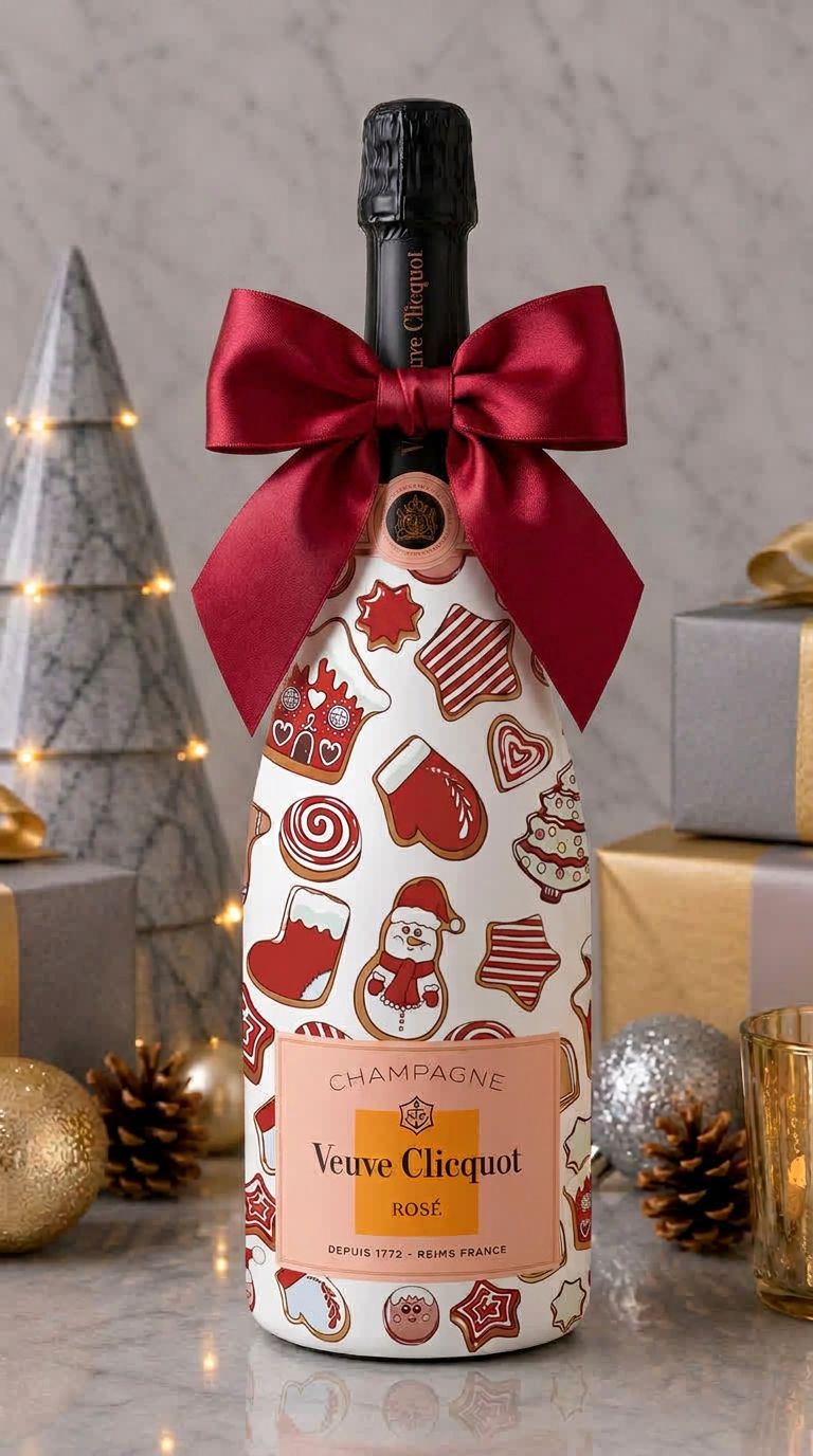 Veuve Clicquot Rosé – Vánoční zdobená lahev Perníčky