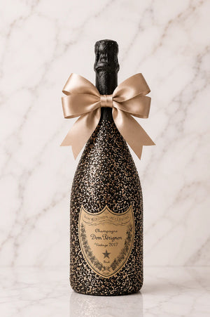 Dom Pérignon Vintage 2017 – Černo-zlatá třpytivá zdobená lahev