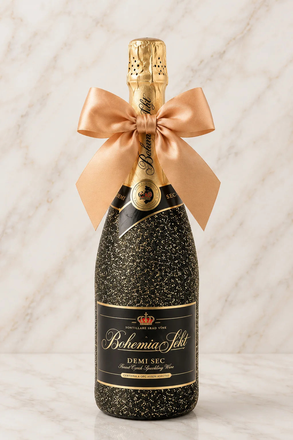 Bohemia Sekt Demi Sec – Černo-zlatá zdobená lahev