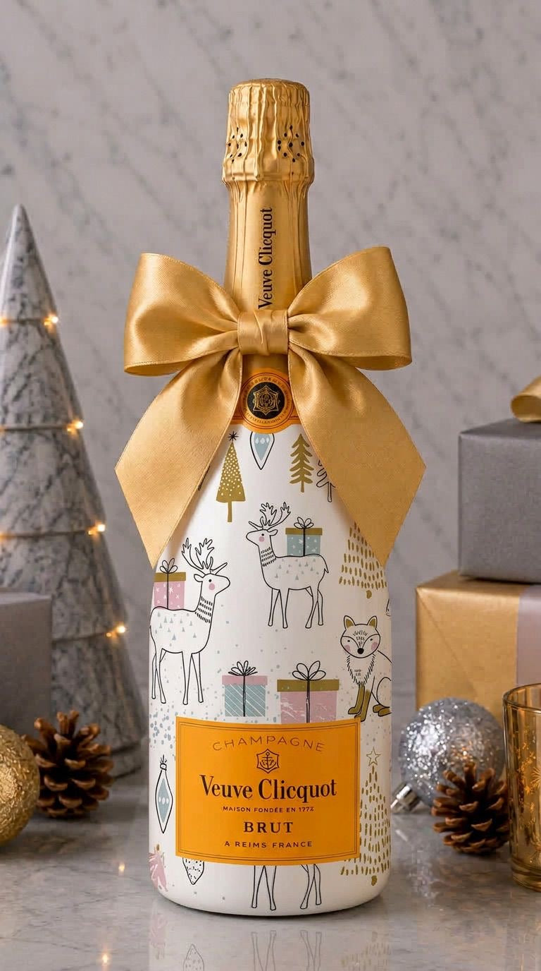 Veuve Clicquot Brut Yellow Label – Vánoční zdobená lahev Zvířátka