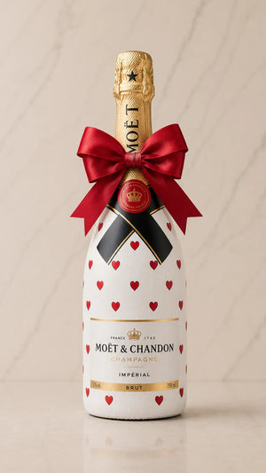 Moët & Chandon Brut – Dárková zdobená lahev srdíčky