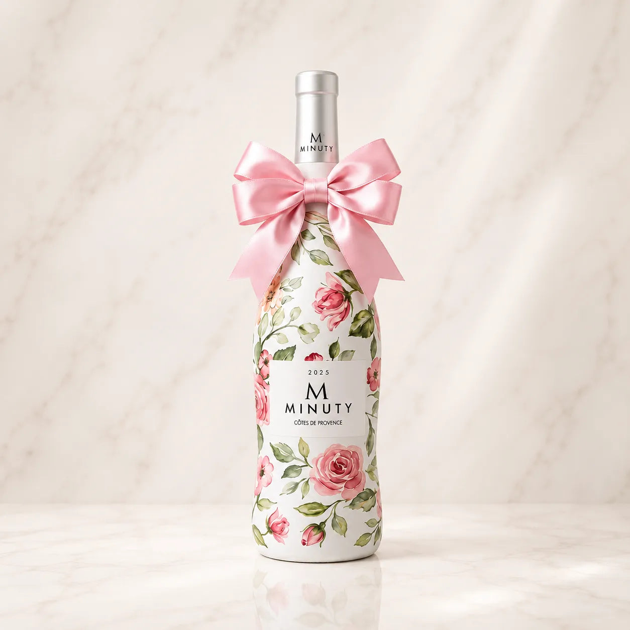 Chateau Minuty M Rosé – Luxusní dárková zdobená lahev růžemi | DressBottle