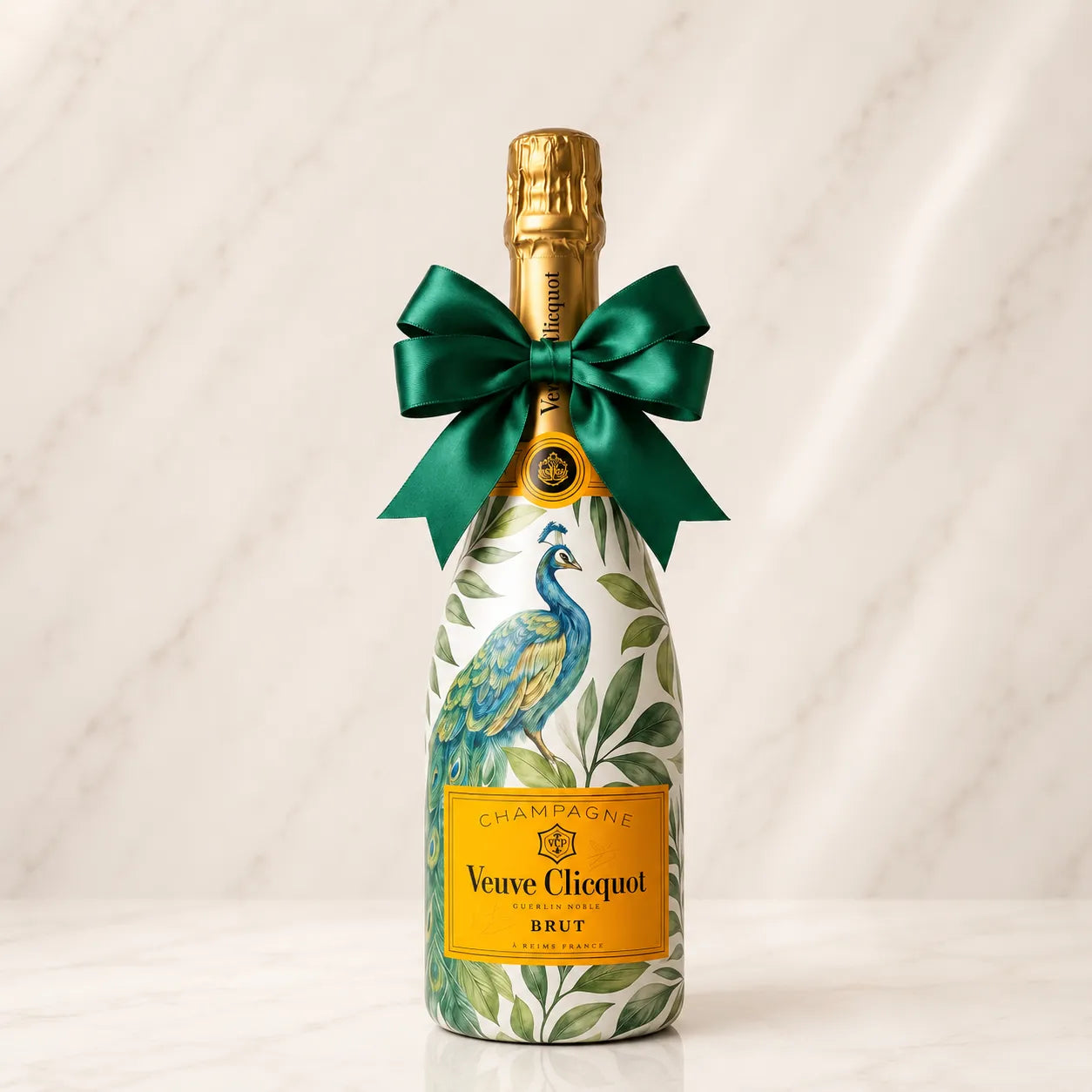 Veuve Clicquot Brut – Dárková zdobená lahev Páv | DressBottle
