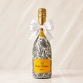 Veuve Clicquot Brut – Dárková zdobená lahev černo-bílé květiny | DressBottle