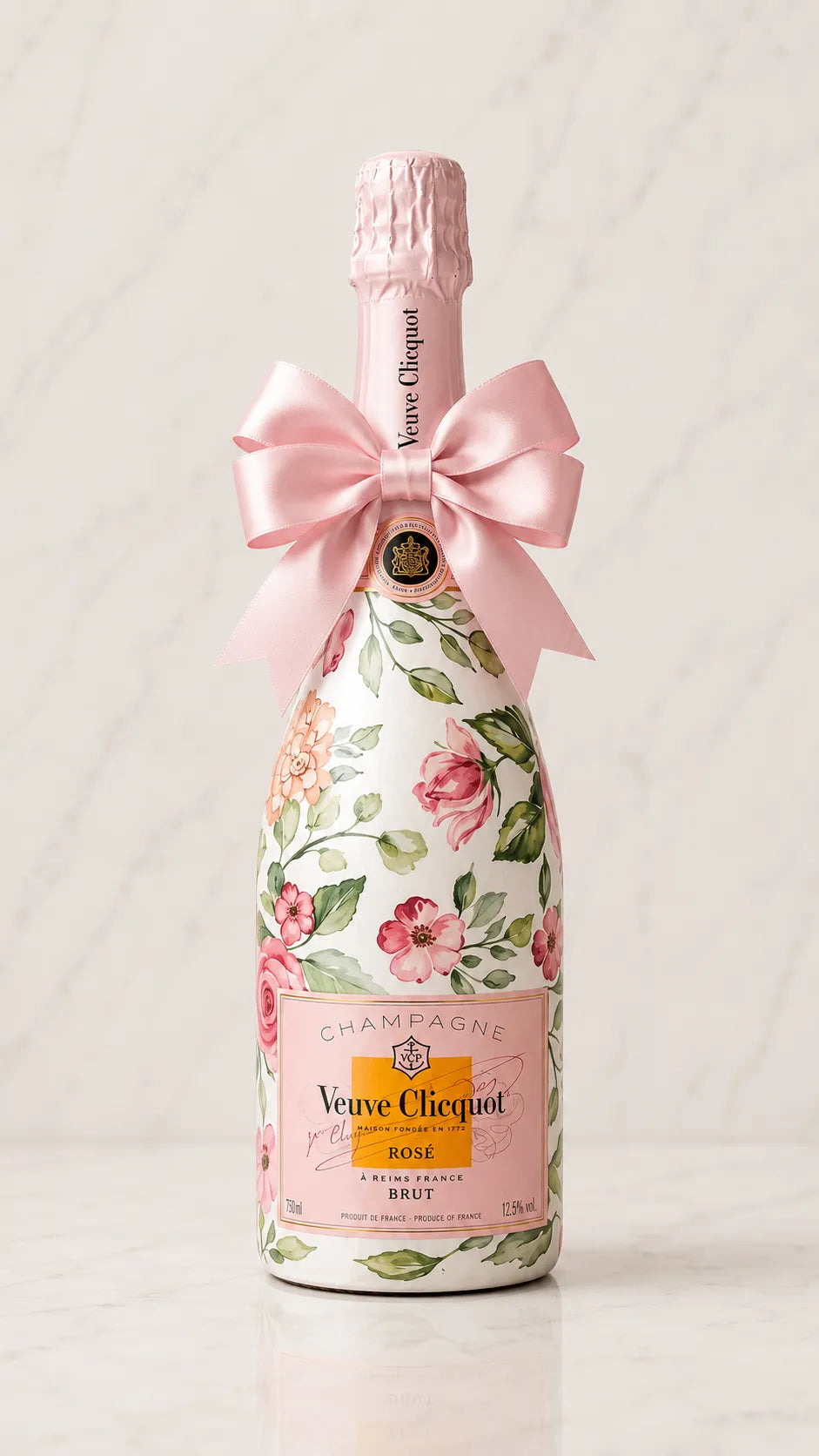 Veuve Clicquot Rosé – Dárková zdobená lahev s růží | DressBottle