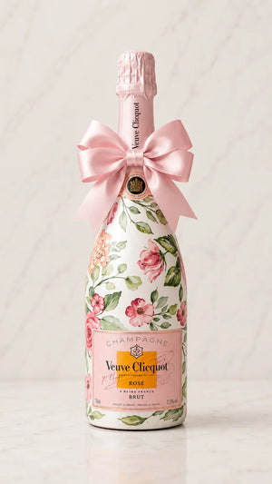 Veuve Clicquot Rosé – Dárková zdobená lahev s růží