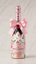 Moët & Chandon Rosé – Dárková zdobená lahev s růží | DressBottle
