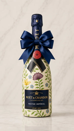 Moët & Chandon Nectar Impérial – Dárková zdobená lahev barevné květy