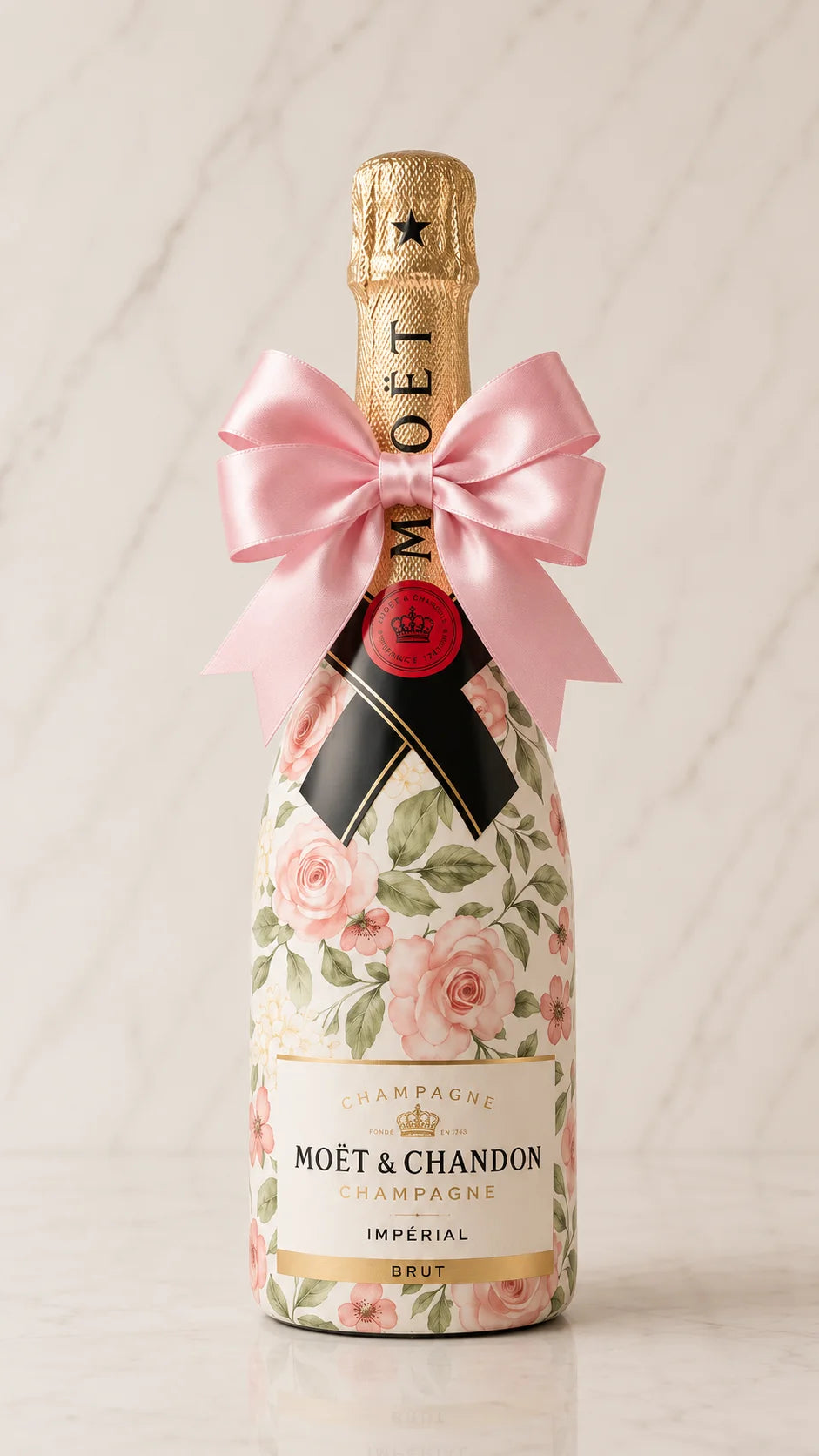 Moët & Chandon Brut – Dárková zdobená lahev s motivem růží | DressBottle
