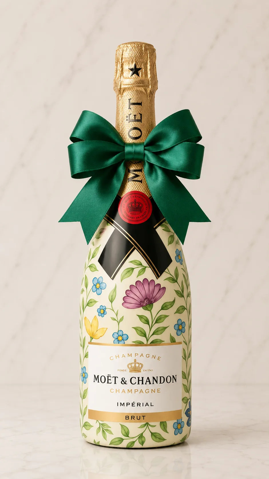 Moët & Chandon Brut – Dárková zdobená lahev květinami | DressBottle