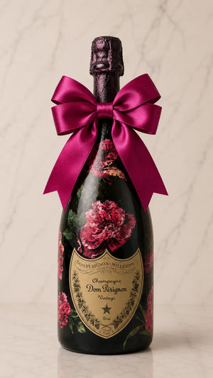 Dom Pérignon 2017 – Dárková zdobená lahev pivoňkami
