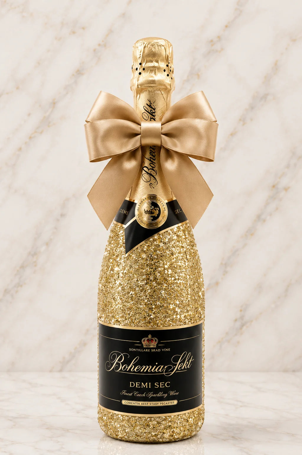 Bohemia Sekt Demi Sec – Zlatá dárková zdobená lahev