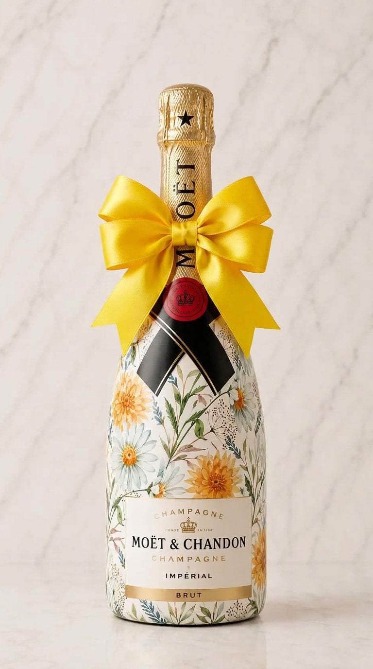 Moët & Chandon Brut Impérial – zdobená lahev v dekoru lučních květin