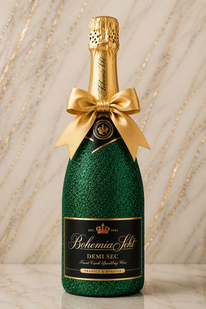 Bohemia Sekt Demi Sec – Smaragdová třpytivá dárková lahev