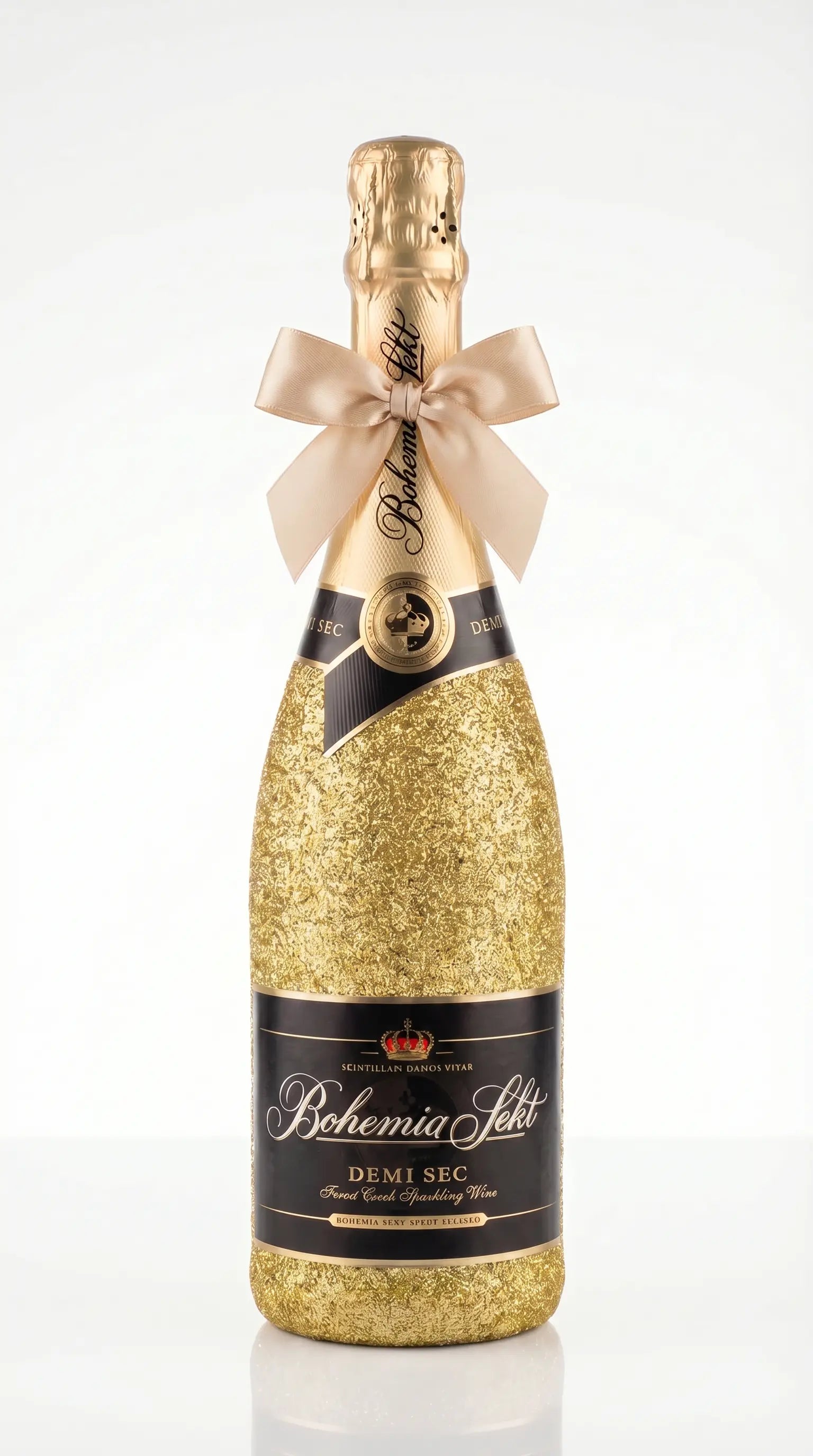 Bohemia Sekt Demi Sec – Zlatá dárková zdobená lahev