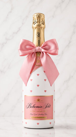 Bohemia Sekt Rosé Demi Sec – Dárková zdobená lahev se srdíčky