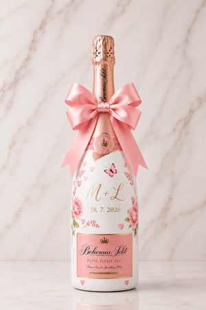 Bohemia Sekt Rosé Demi Sec – Svatební dárková zdobená lahev na přání