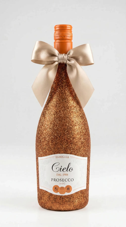 Třpytivá lahev Cielo Prosecco Frizzante s mašlí