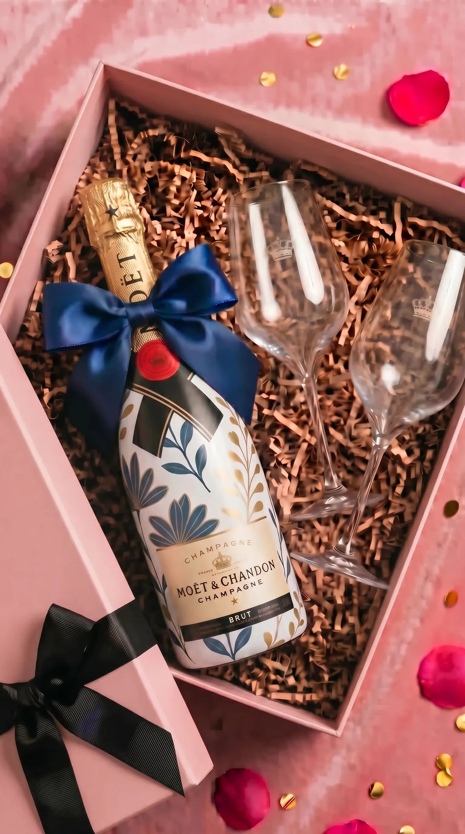 darkova sada moet chandon v modro zlutych kvetech