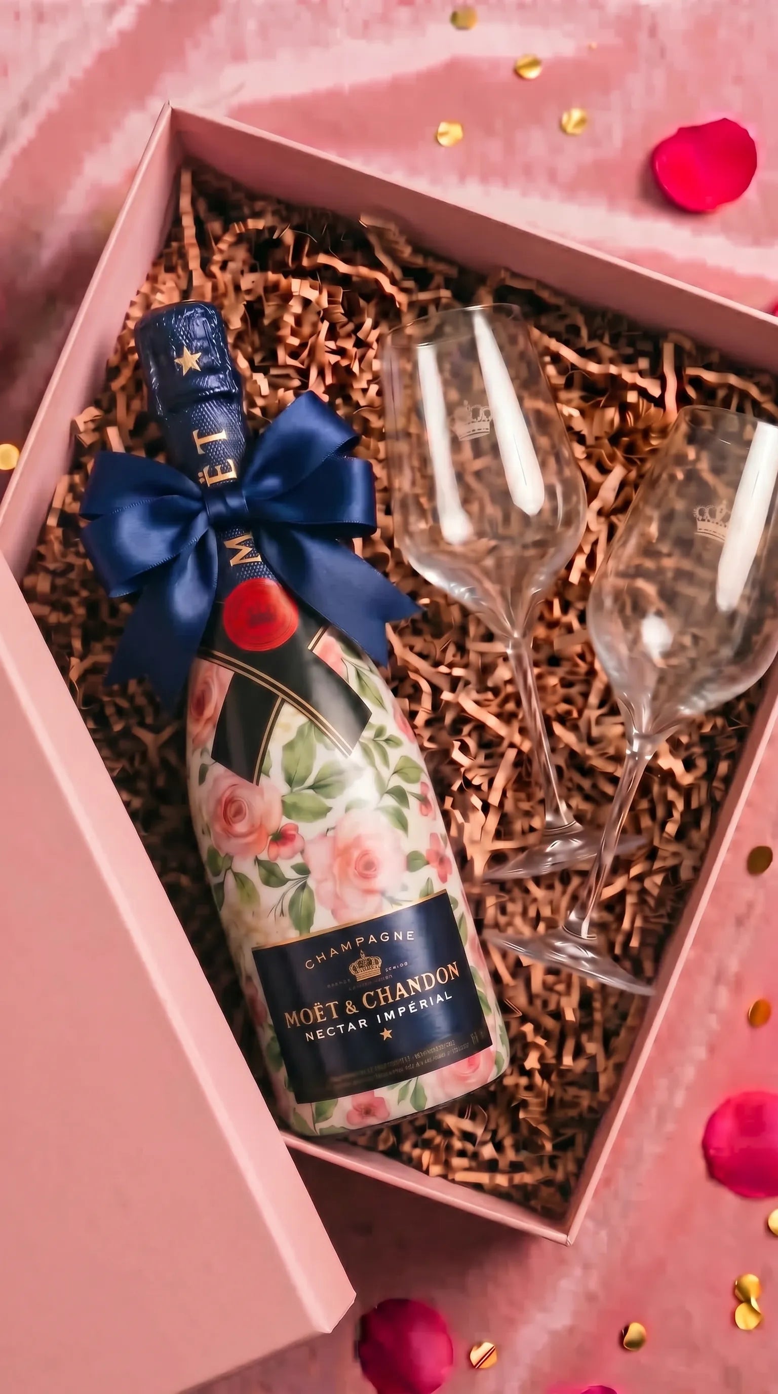 Dárková sada Moët & Chandon zdobená – Brut, Rosé, Nectar + skleničky