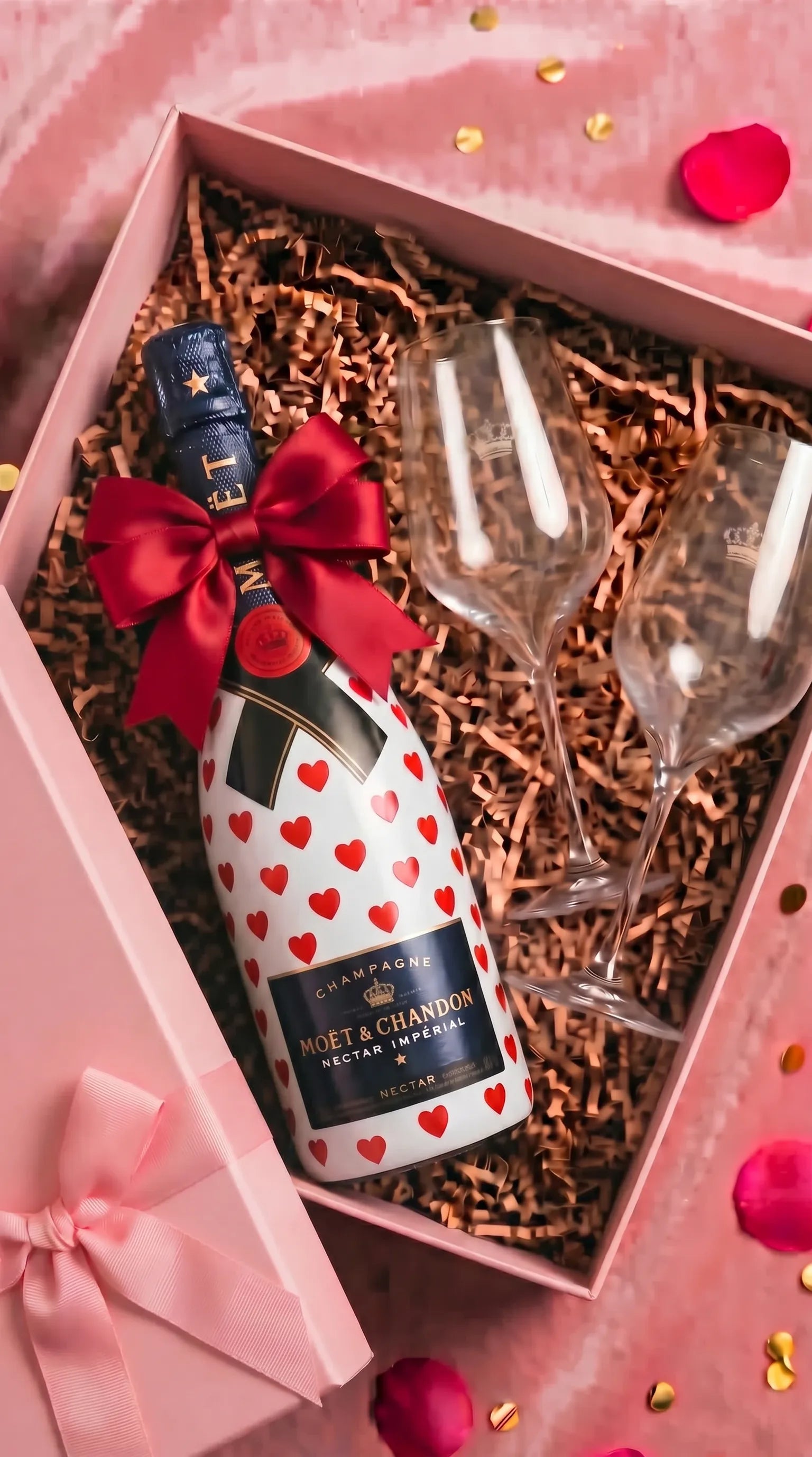 darkova sada moet chandon nectar v dekoru srdce