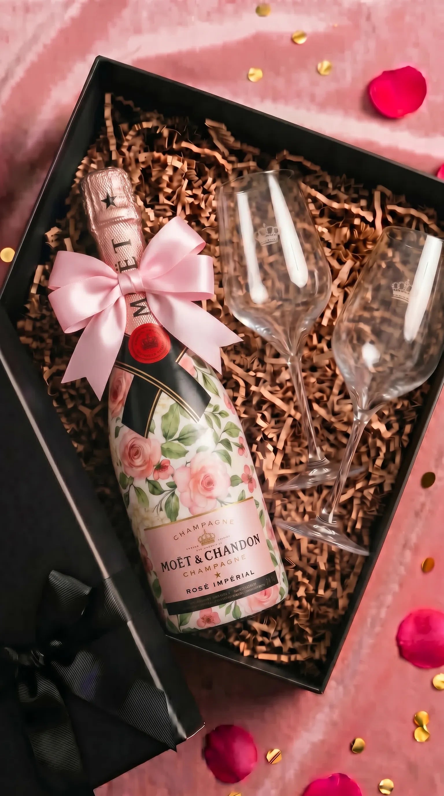 darkova sada moet chandon rose v dekoru ruze